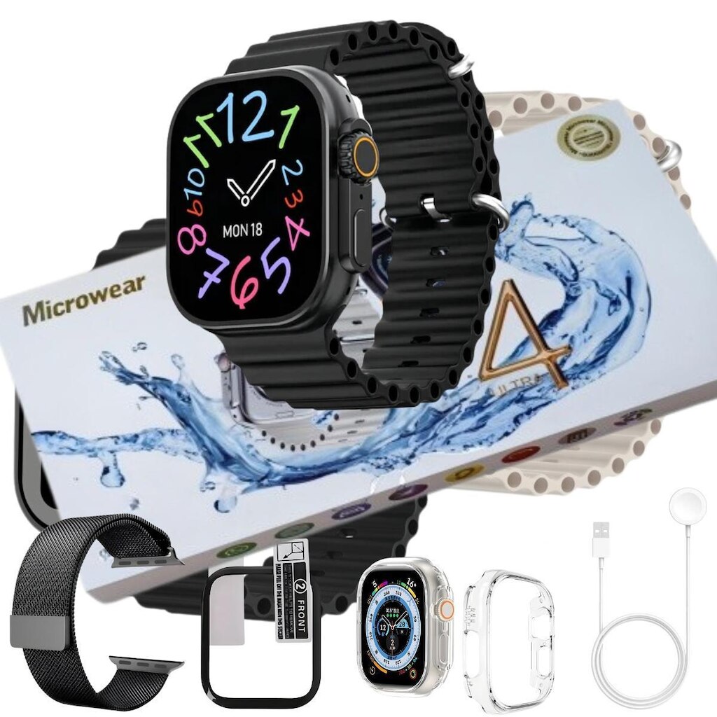Relógio Smart Watch Ultra Watch U4 Microwear Bluetooth Android iOS Series 10 ChatGpt IA Gps Amoled