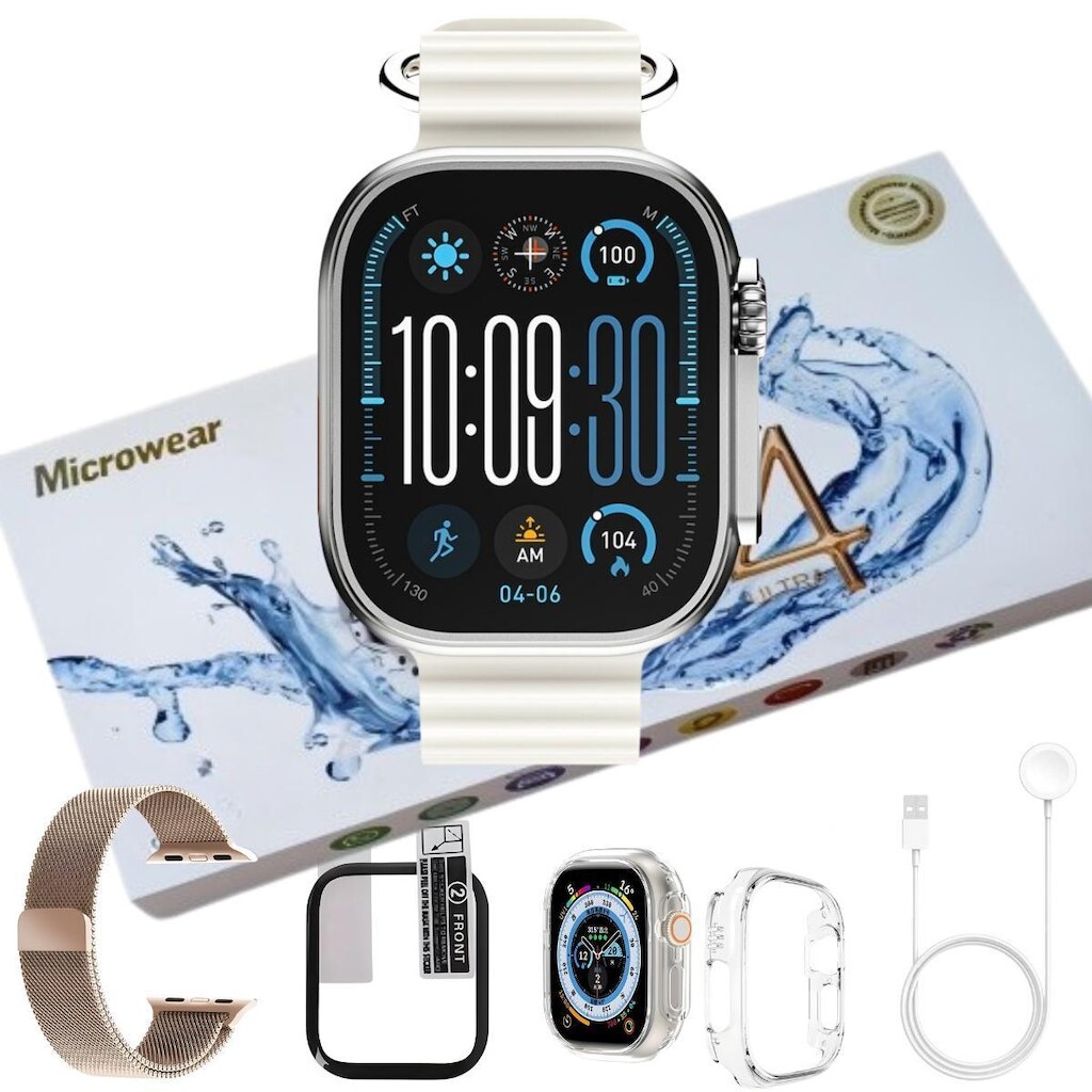 Relógio Smart Watch Ultra Watch U4 Microwear Bluetooth Android iOS Series 10 ChatGpt IA Gps Amoled