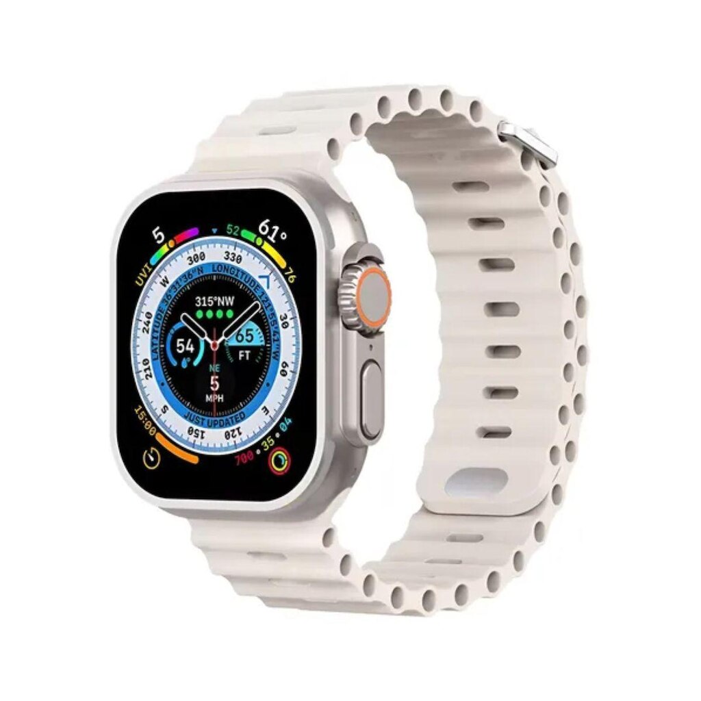 Relógio Smartwatch Cu10 Ultra 49mm + 2 Pulseiras Prata