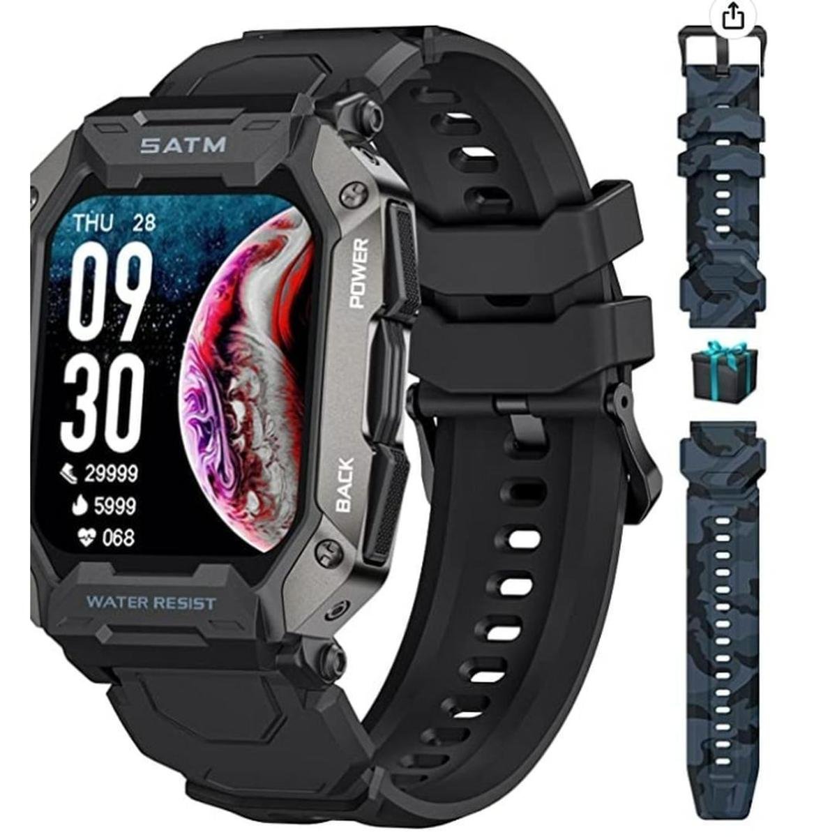 Relógio SmartWatch FOXBOX 8762D À Prova D'Água Azul Para nadar - Cinza ...