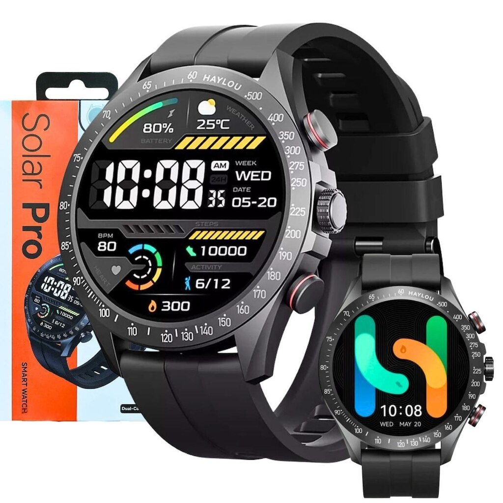 Relogio Smartwatch Haylou Solar Pro Conecta Strava Masculino Chamadas Bluetooth Gps Resistente