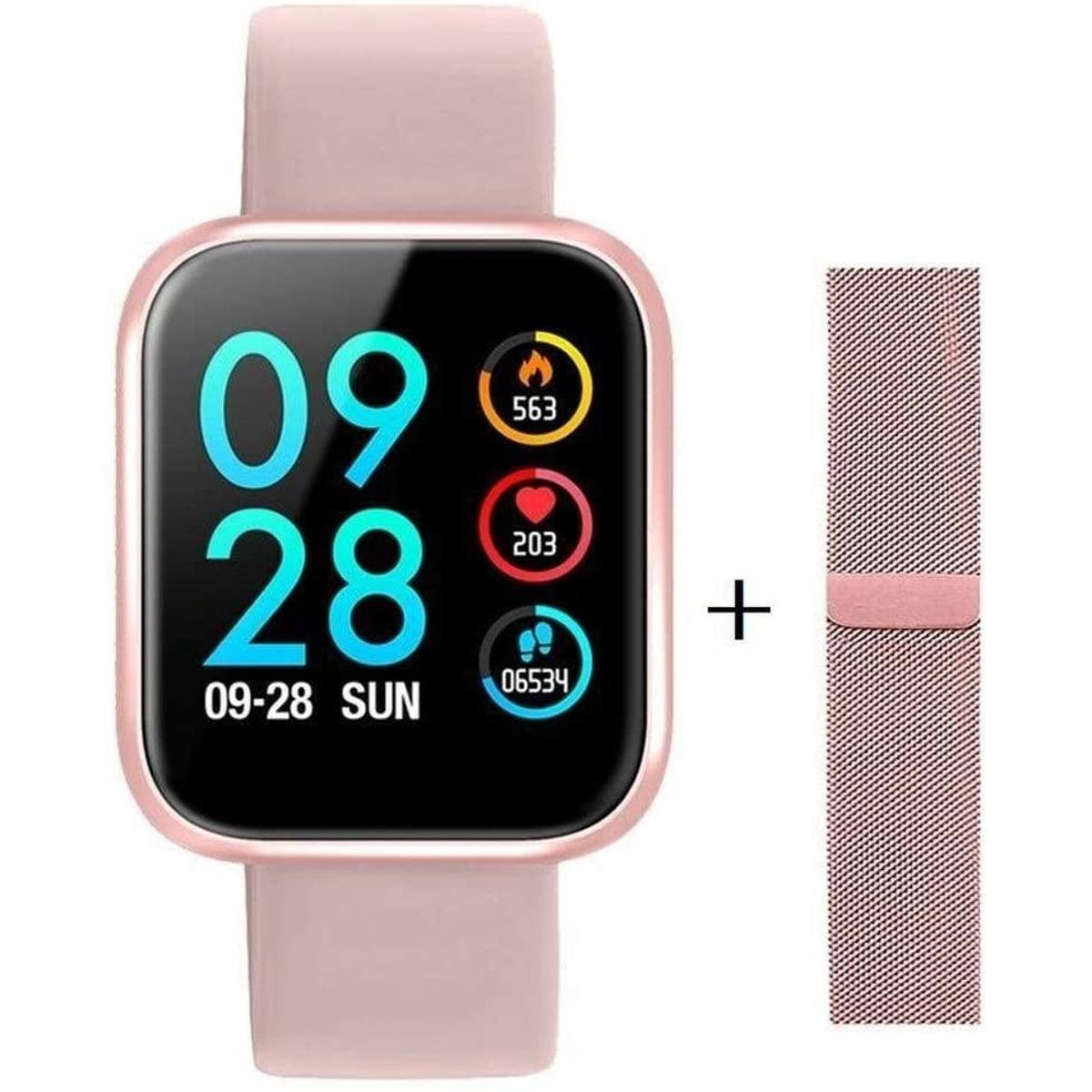 Relógio Smartwatch P70 + Pulseira Extra Rosa - Rosa | Netshoes