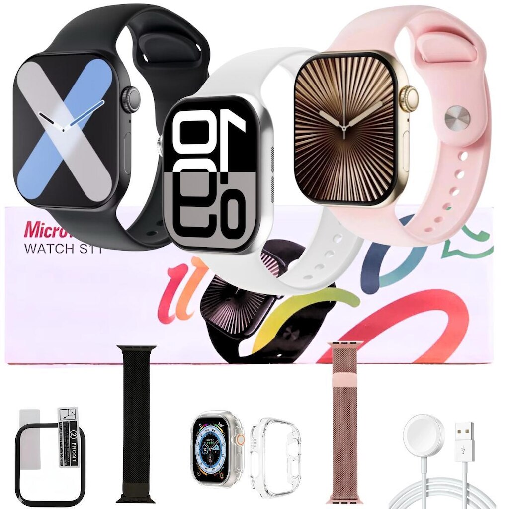 Relogio Smartwatch S11 Masculino Feminino Gps Nfc Chatgpt Android iOS Série 11 Amoled Responde Whatz