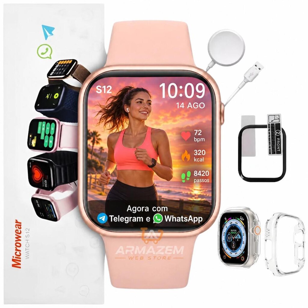 Relógio Smartwatch S12 Microwear 47mm Series 12 GPS NFC Chatgpt Responde Whatss Lançamento 2027