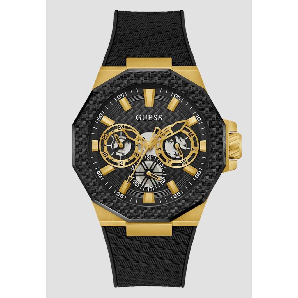 Relógio Sport Guess Silicone Preto Dourado