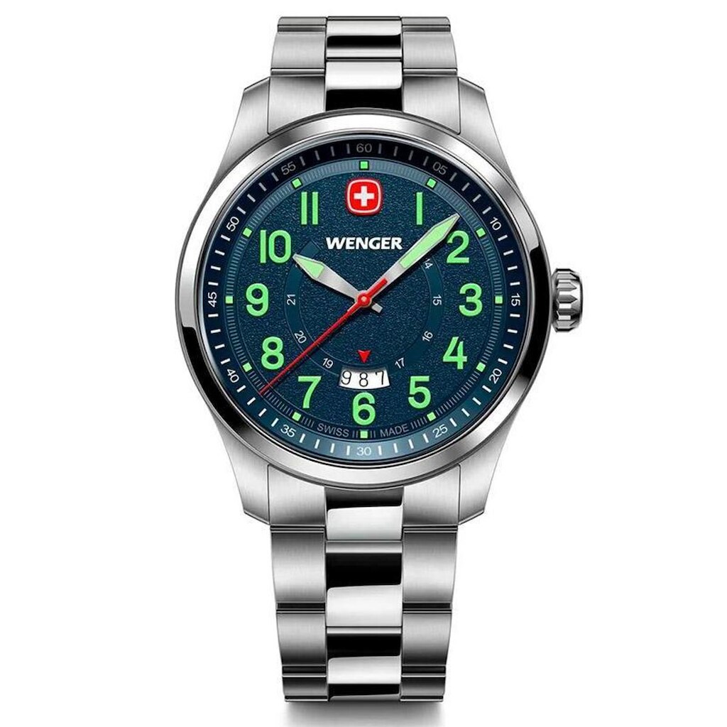Relógio Suíço Wenger Terragraph Prata Mostrador Azul 01.0541.123