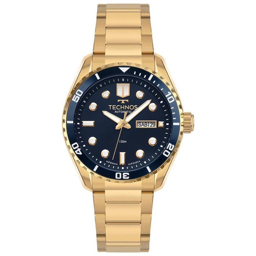 Relógio Technos Masculino Automático Dourado - 8205OZ/1A Relógio Technos Masculino Acqua Dourado - 8