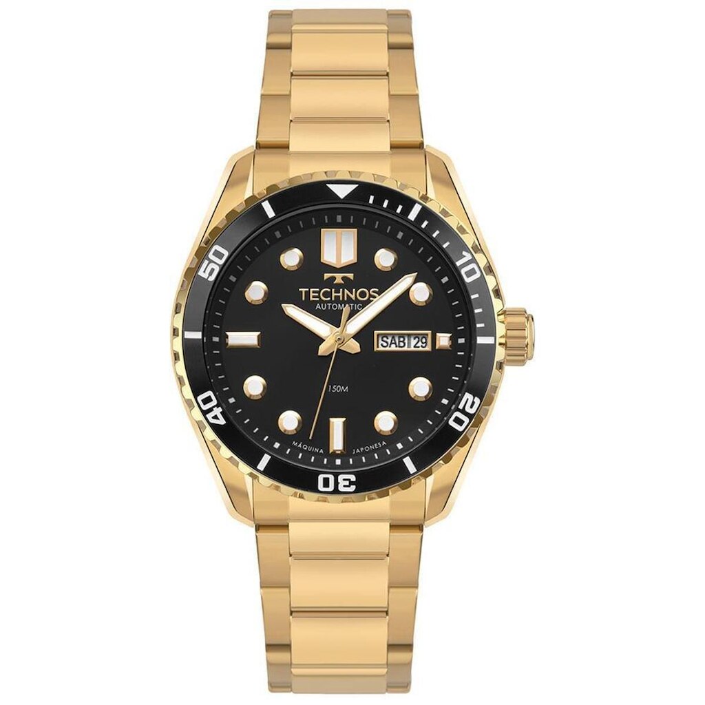Relógio Technos Masculino Automático Dourado - 8205OZ/1P Relógio Technos Masculino Acqua Dourado - 8