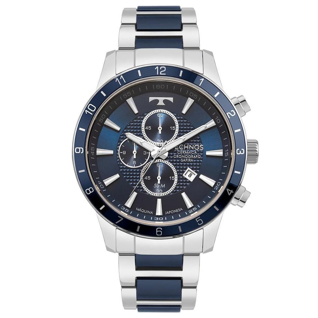 Relógio Technos Masculino Ceramic Sapphire Prata - OS1ABY/1A