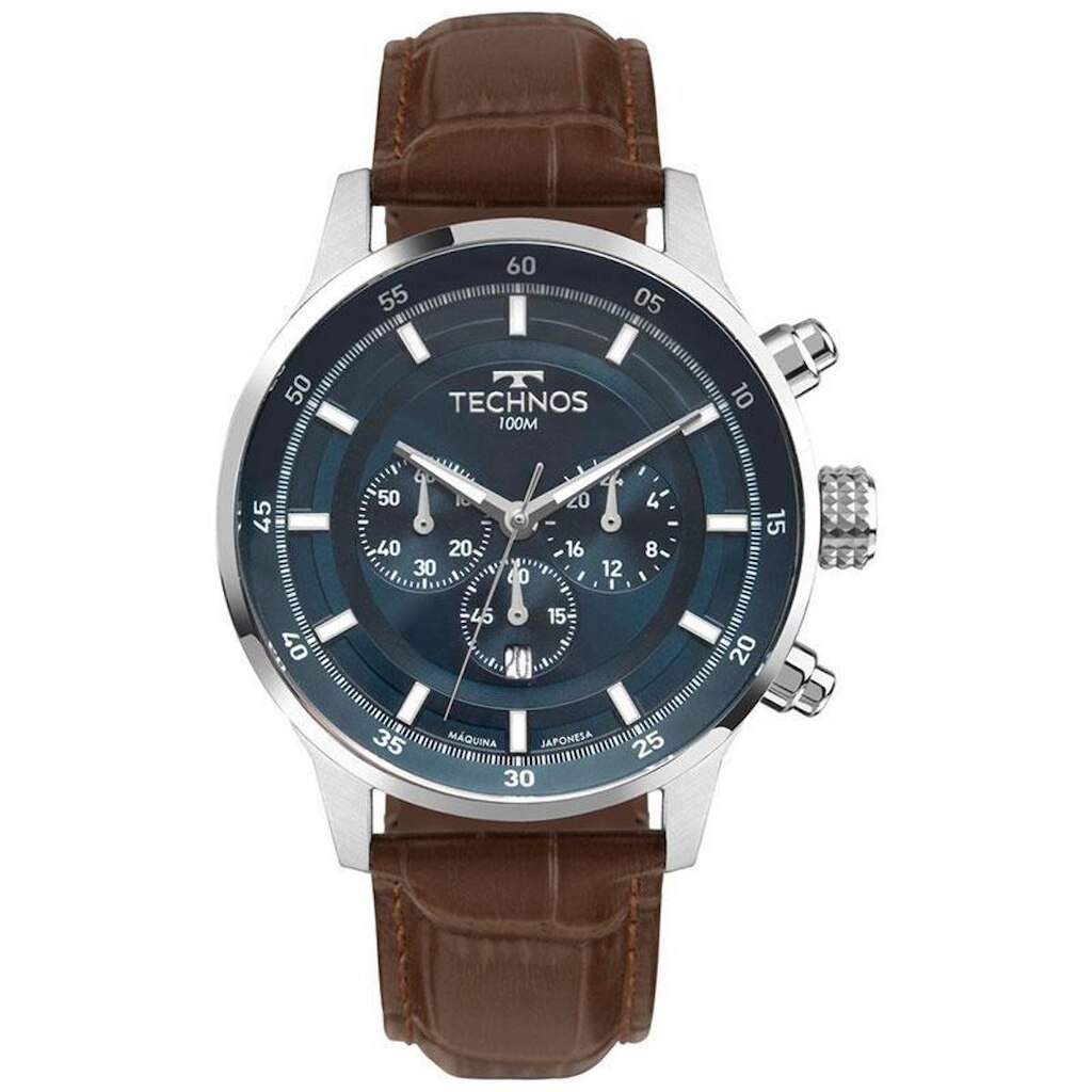 Relógio Technos Masculino Grandtech Cronógrafo Couro - JS25BCQ/0A