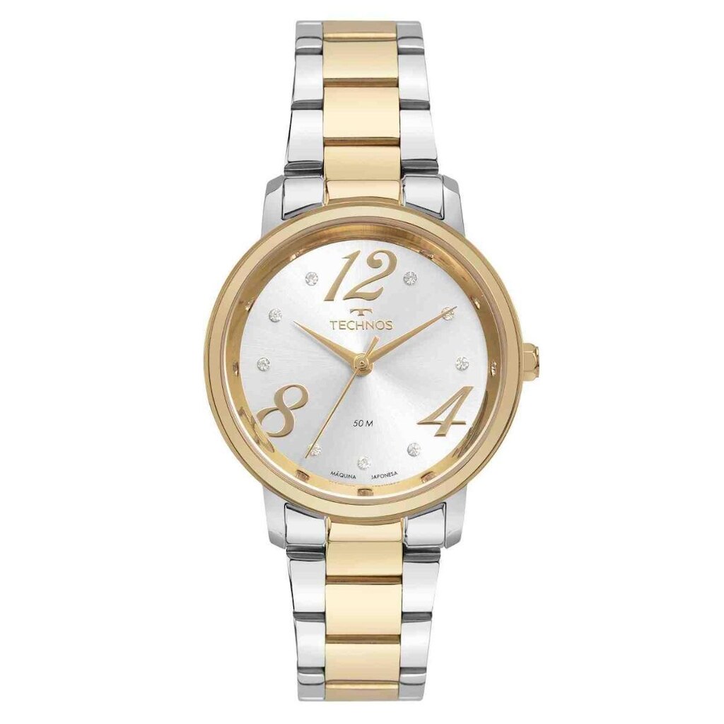 Relógio Technos Trend Prata Dourado Feminino 2035MYB/1K