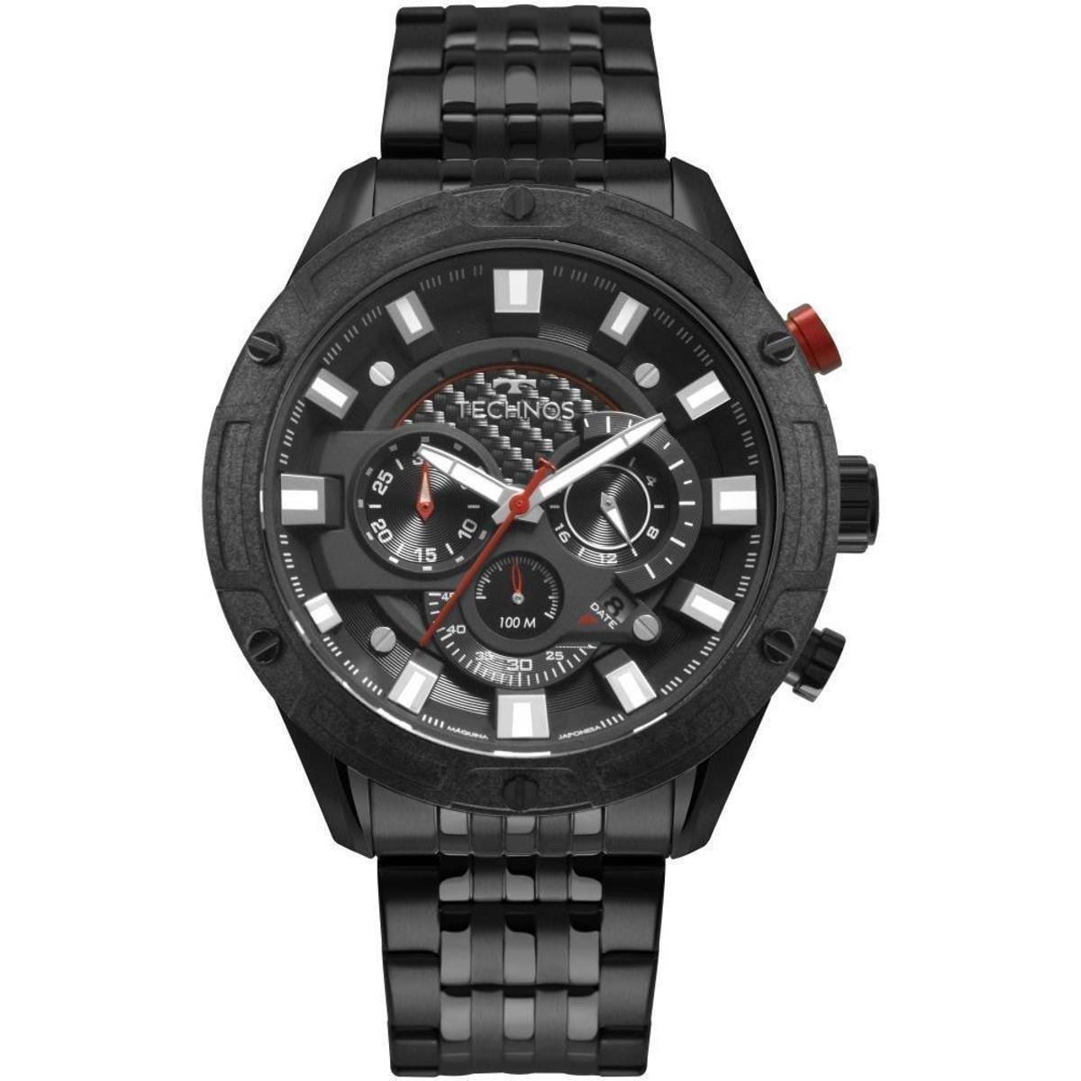 Relógio Technos TS Carbon JS25CL/4P 50mm Aço Masculino - Preto | Netshoes