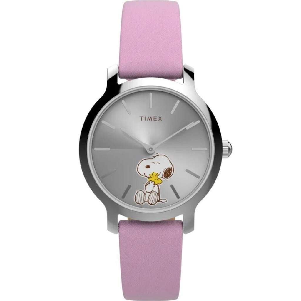 Relógio Timex Peanuts Snoopy Tw2y26000 Feminino - Abraço Hug Rosa Prateado Snoopy