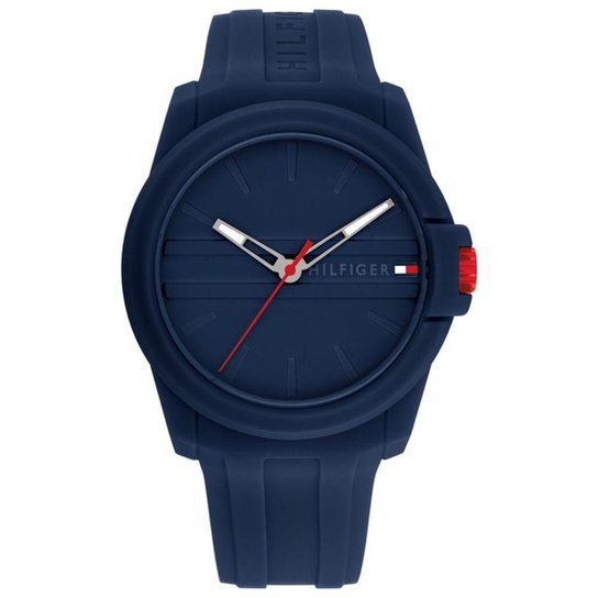 Relógio Tommy Hilfiger Masculino Borracha Azul 1710595 - Azul Menor preço em Relógio Tommy Hilfiger Masculino Borracha Azul 1710595 - Azul