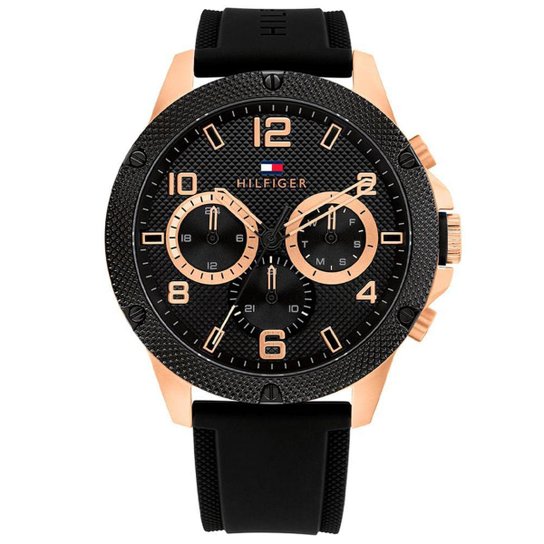 Relógio Tommy Hilfiger Masculino Borracha Preta 1792028 - Preto Menor preço em Relógio Tommy Hilfiger Masculino Borracha Preta 1792028 - Preto
