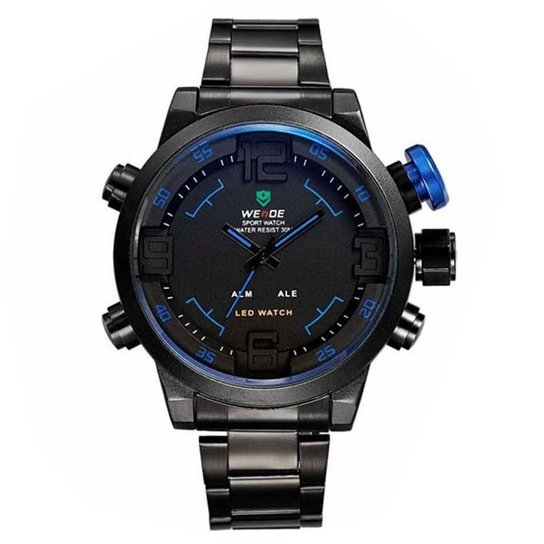Relógio Weide Anadigi WH-2309B - Azul+Preto Menor preço em Relógio Weide Anadigi WH-2309B - Azul+Preto