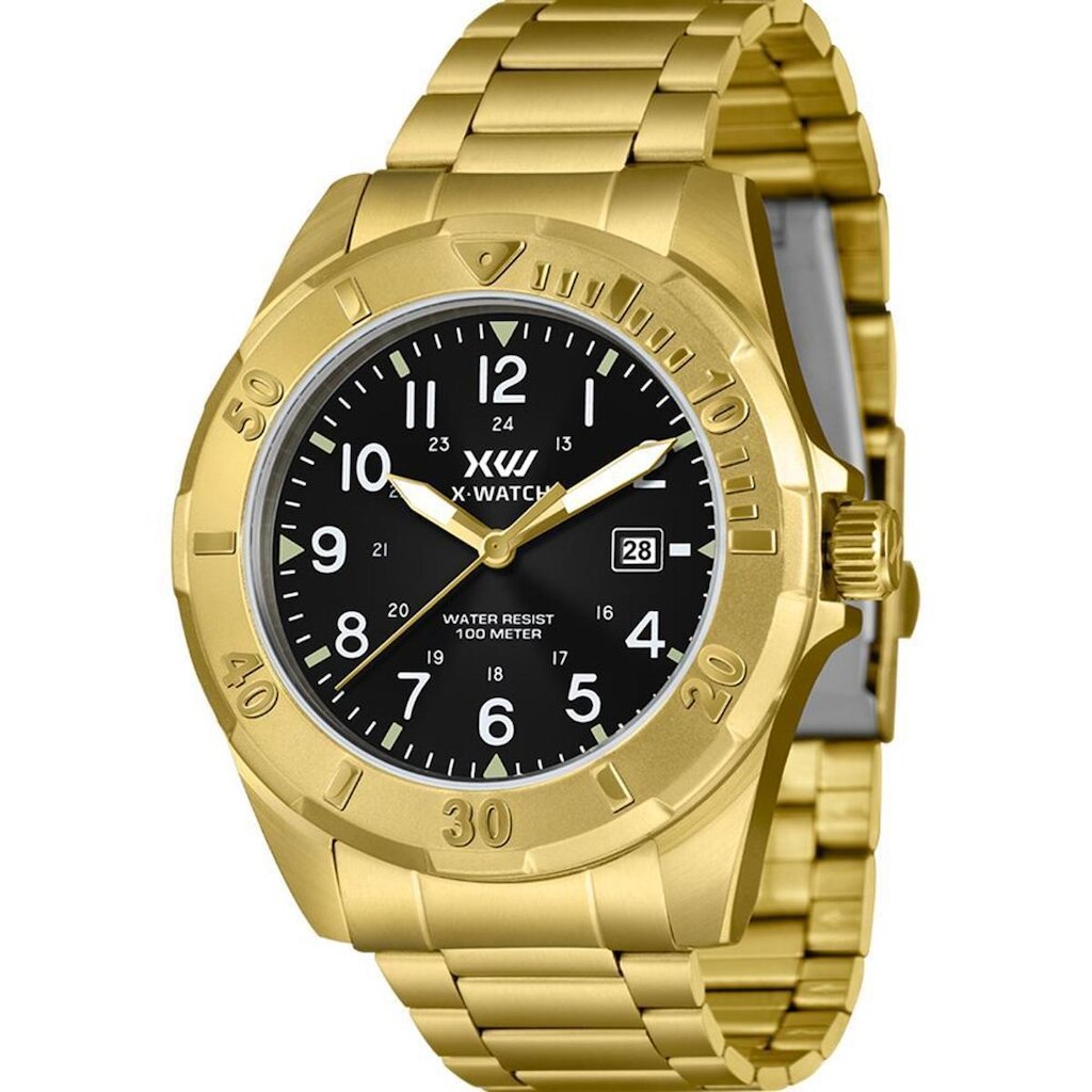 Relógio X-Watch Masculino Ref: Xmgs1053 P2kx Esportivo Dourado Aço