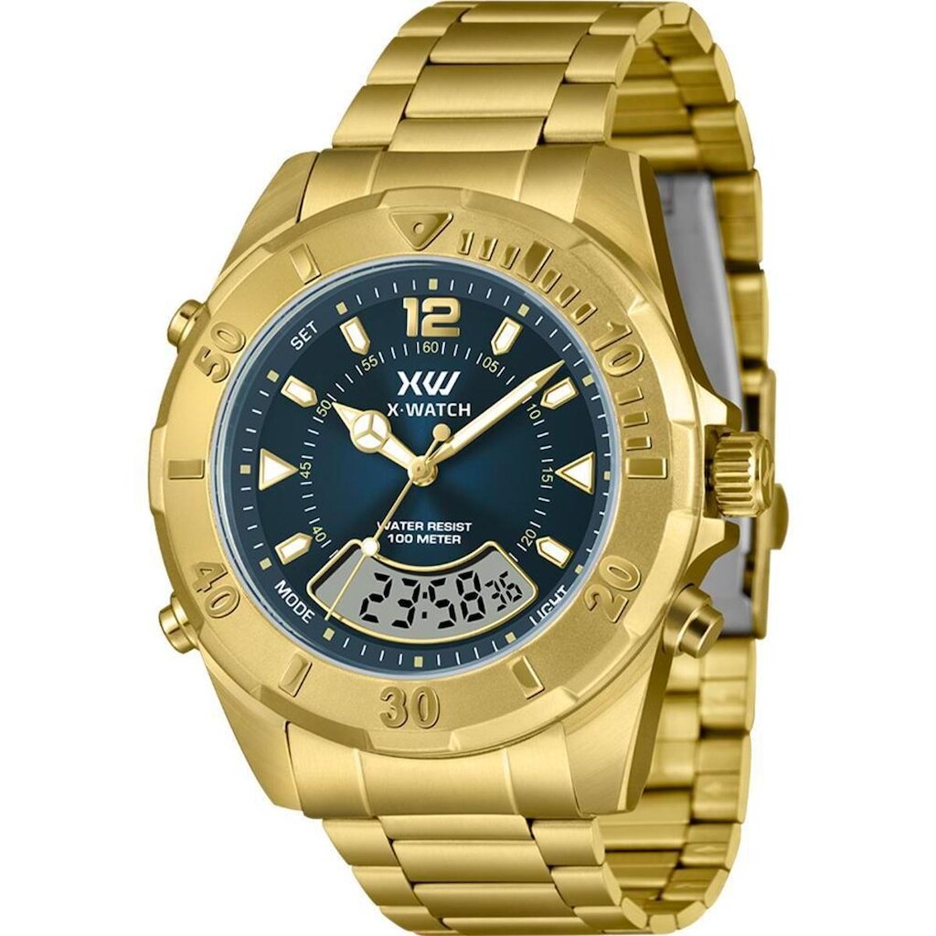 Relógio X-Watch Masculino Ref: Xmgsa016 D2kx Dourado Anadigi