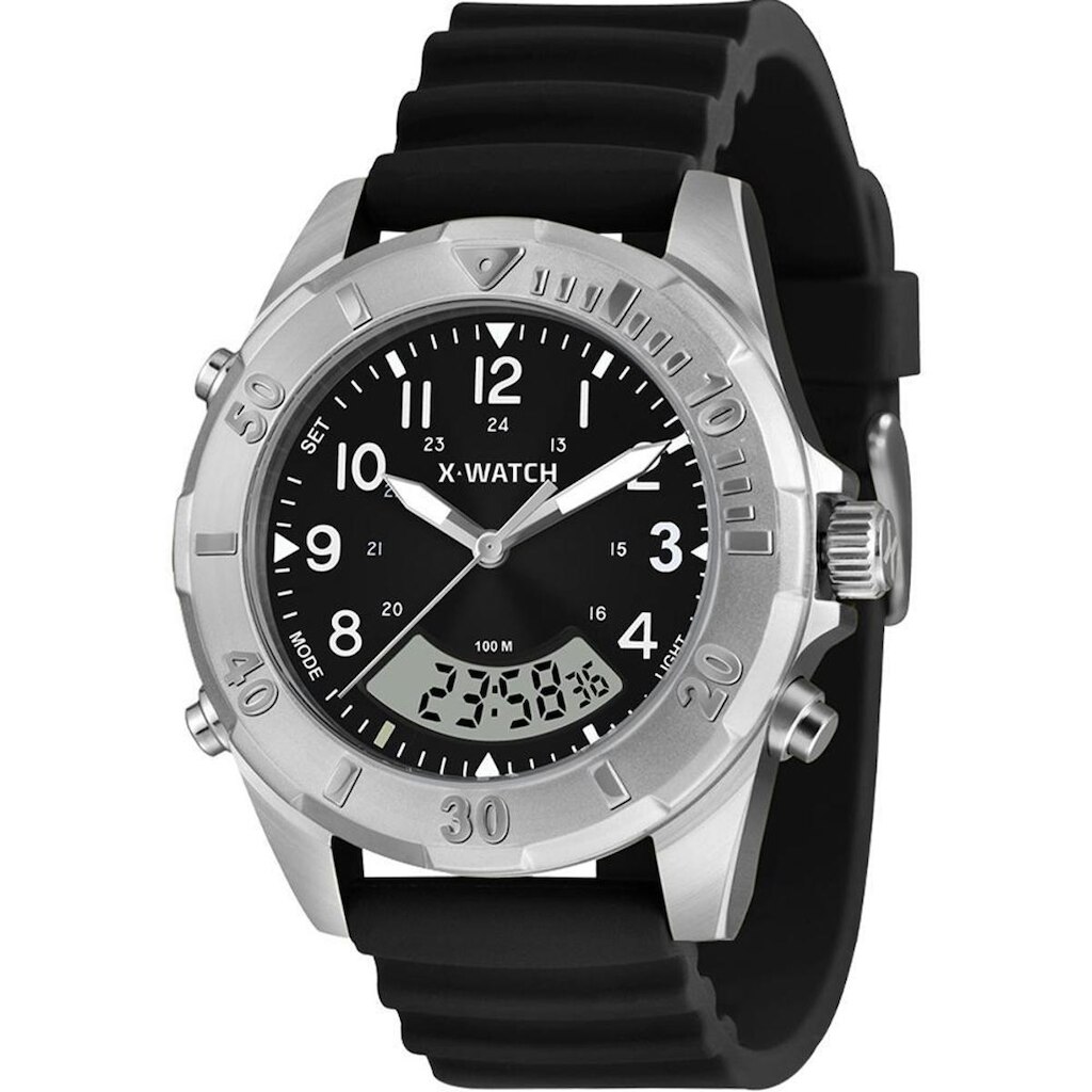 Relógio X-Watch Masculino Ref: Xmspa036 P2px Prateado Anadigi