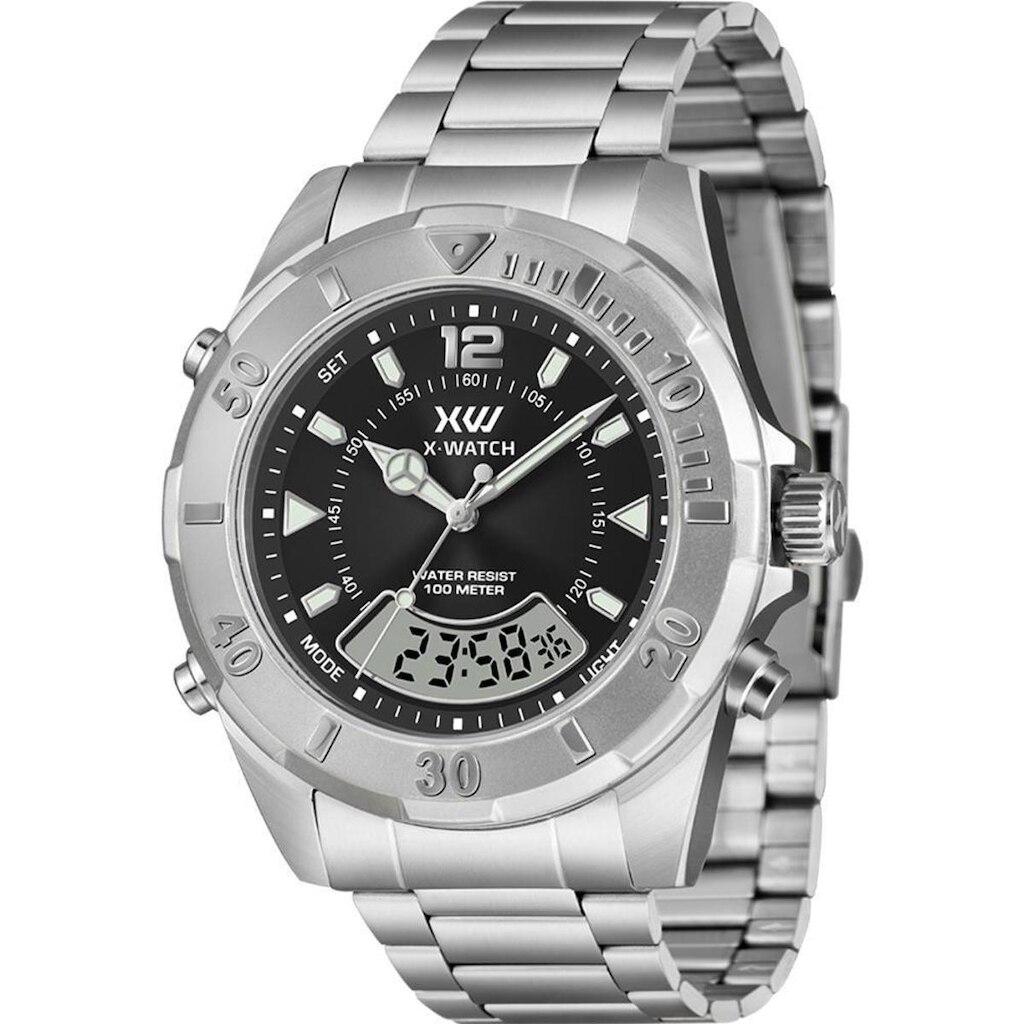 Relógio X-Watch Masculino Ref: Xmssa021 P2sx Prateado Anadigi