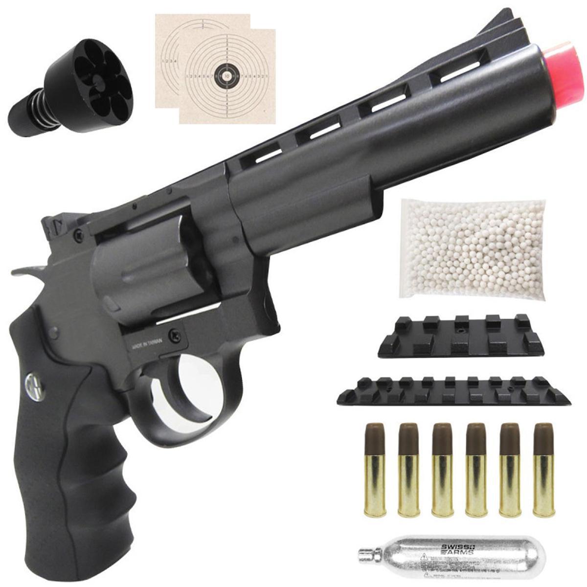 Revolver de Airsoft CO2 Rossi WG 701 4" Full Metal Preto e Cinza