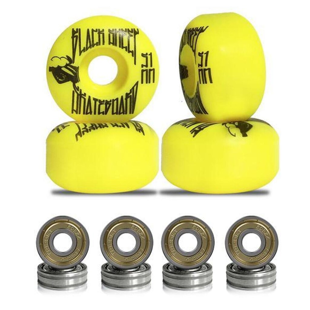 Roda para Skate Black Sheep 51mm Amarela Dureza 90a com Rolamentos ABEC-5