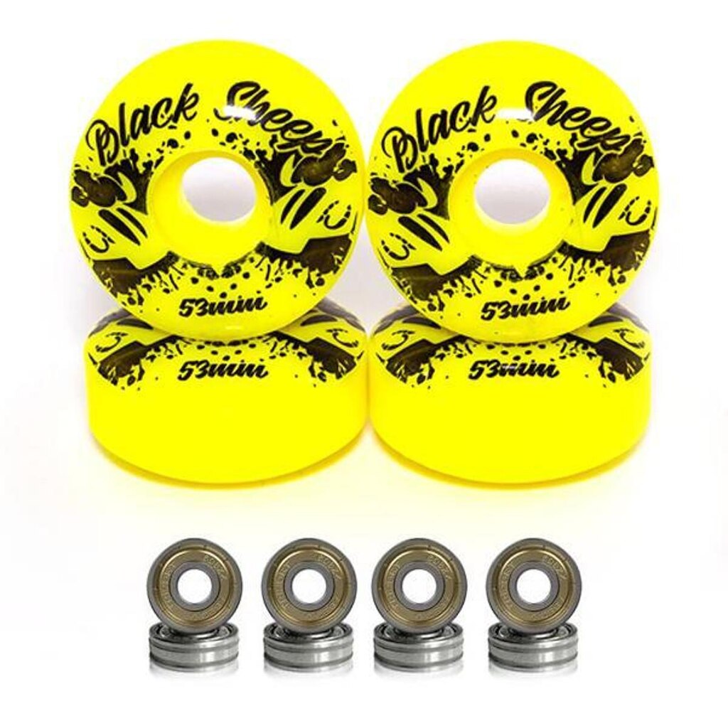 Rodas de Skate 53mm Amarela Dureza 95A com Rolamentos ABEC5