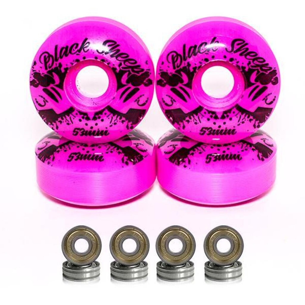 Rodas de Skate 53mm Pink Dureza 95A com Rolamentos ABEC-5