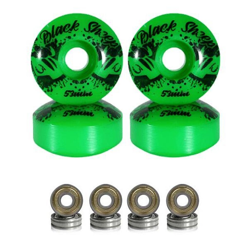 Rodas de Skate 53mm Verde Dureza 95A com Rolamentos ABEC-5