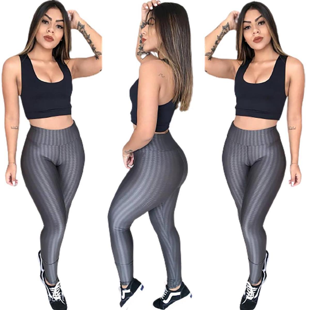 Roupa De Academia Calca Leg 3d Cirre Feminina - GG - AZUL ROYAL - Cinza ...