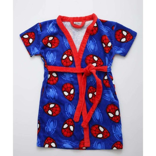 Roupão Infantil Estampa Homem Aranha Marvel - 10045609060 - Azul Menor preço em Roupão Infantil Estampa Homem Aranha Marvel - 10045609060 - Azul