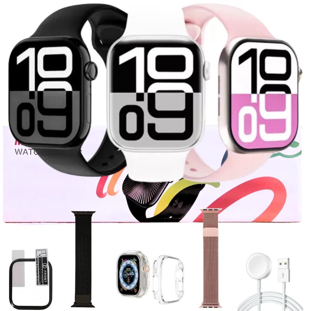 S11 Relogio Smart Watch Original Responde Mensagens Chamadas Amoled Kit C/Pulseira Case E Pelicula