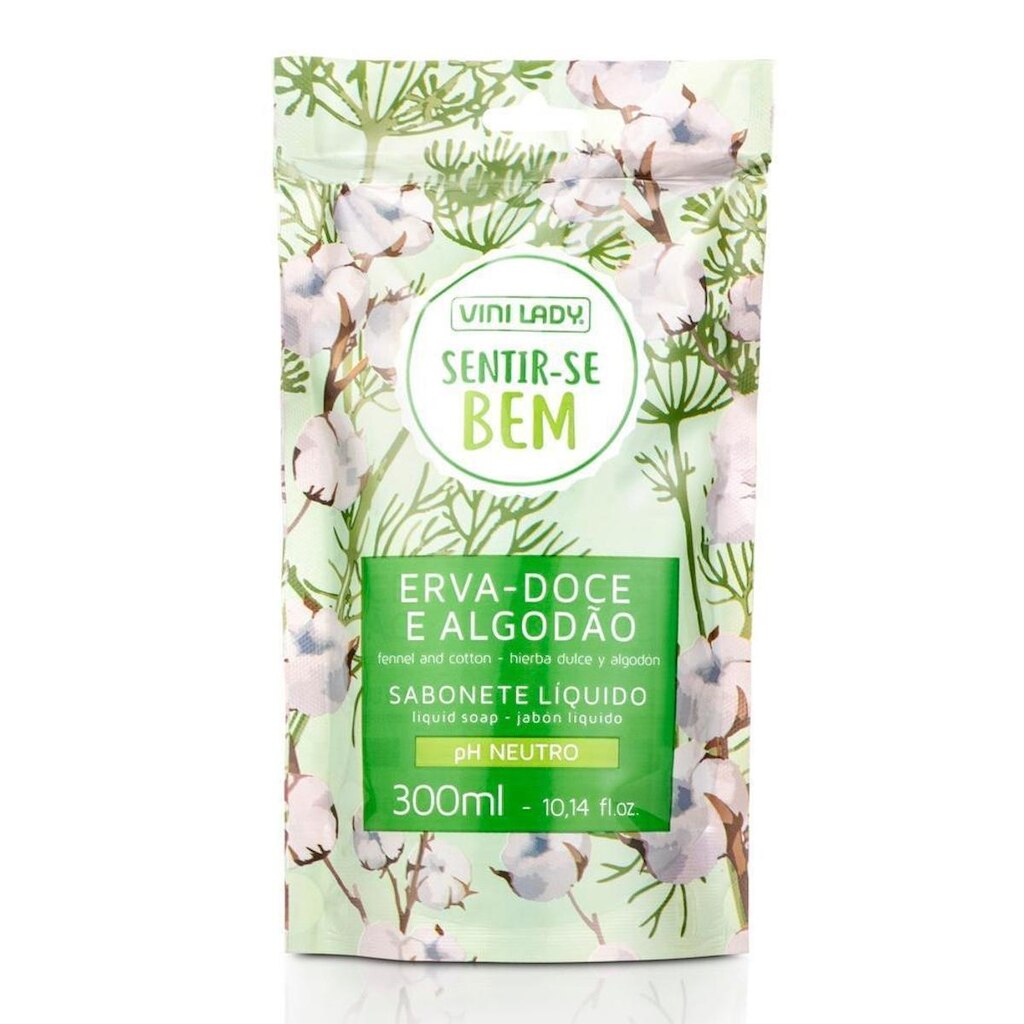 Sachê Sabonete Líquido ErvaDoce e Algodão 300ml Vini Lady