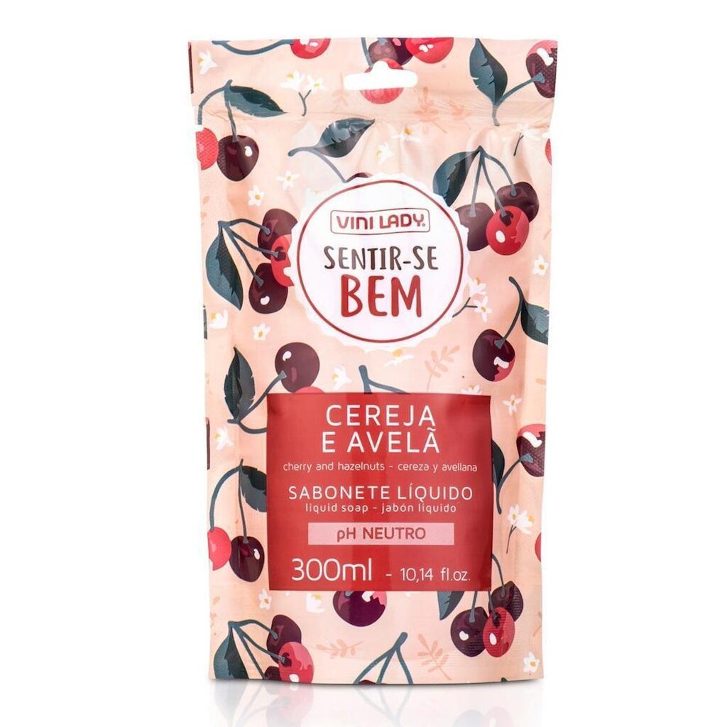 Sachê Sabonete Líquido Sentir-se Bem Cereja e Avelã 300ml Vini Lady