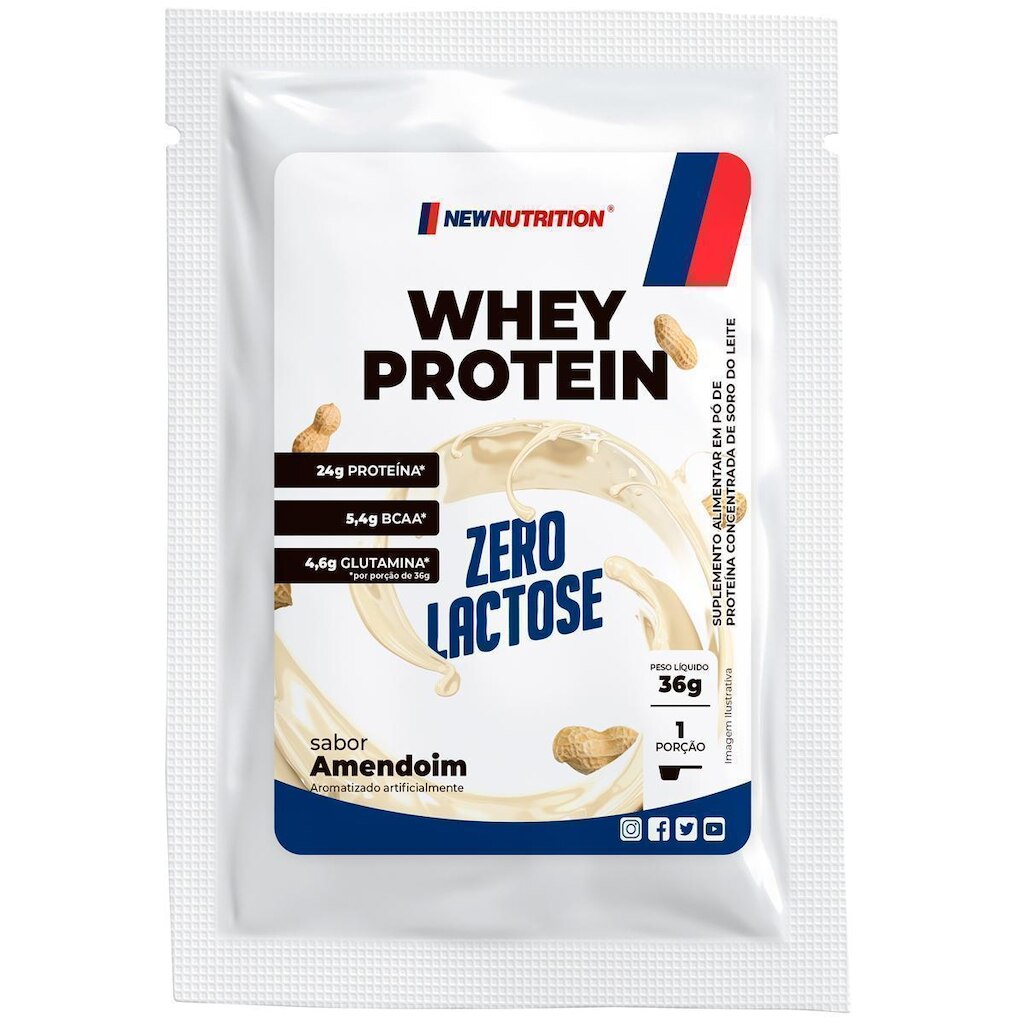 Sachê Whey Protein Concentrado Zero Lactose 36g Amendoim NEWNUTRITION