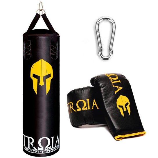 SACO DE PANCADA TRÓIA PRÓ 120X100+LUVA - Preto+Amarelo Menor preço em SACO DE PANCADA TRÓIA PRÓ 120X100+LUVA - Preto+Amarelo