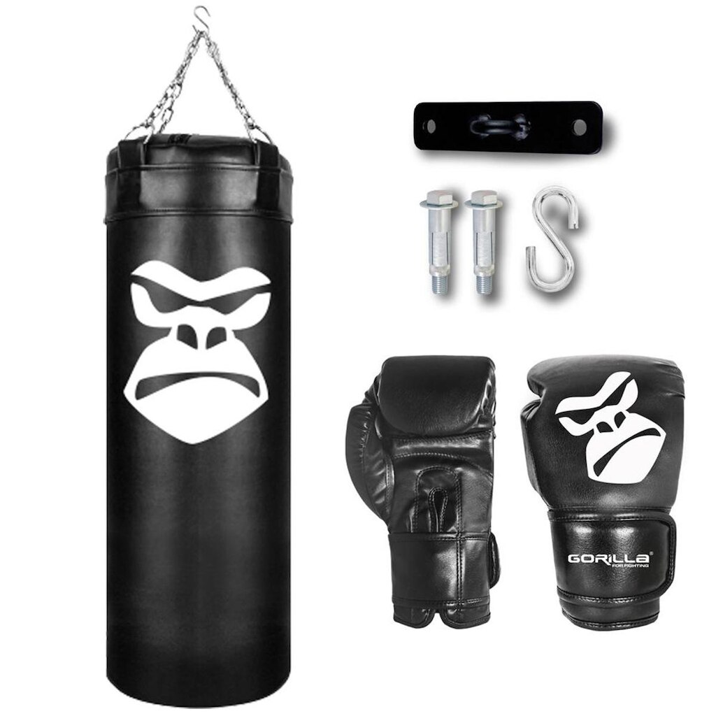Saco Pancadas 90 Cm + Luva Boxe Infantil + Suporte Gorilla