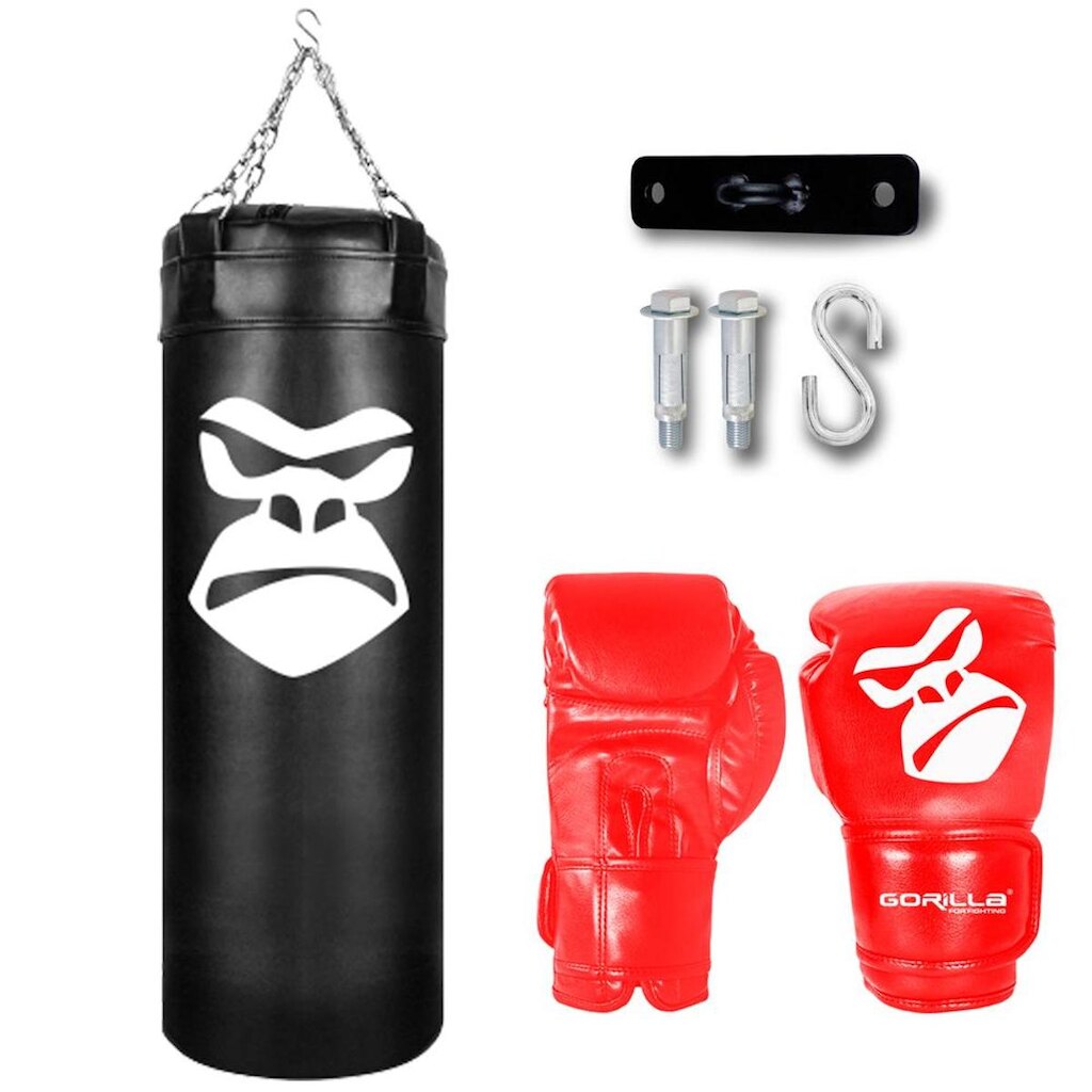 Saco Pancadas 90 Cm + Luva Boxe Infantil + Suporte Gorilla