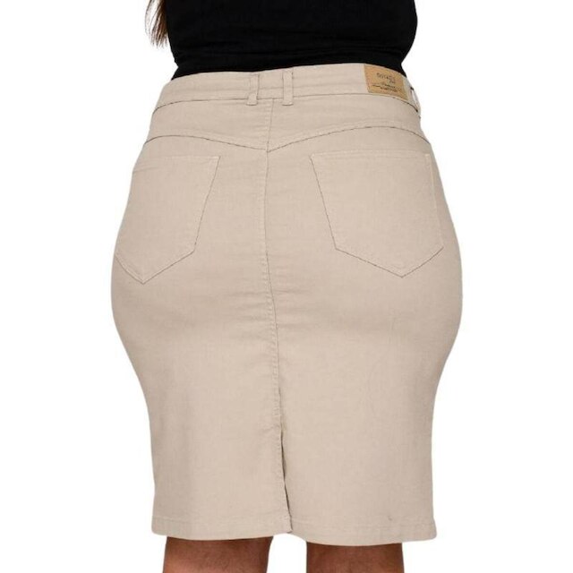 Saia Bege Shyros Sarja Amaciado Plus Size