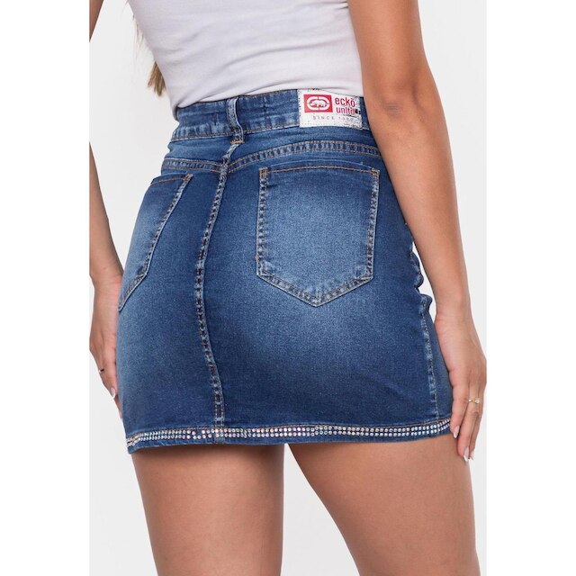Saia Ecko Mini Feminina Jeans Feminino