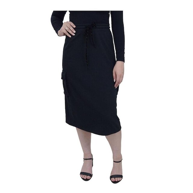 Saia Feminina Aeropostale Moletinho Midi Preta - 9895