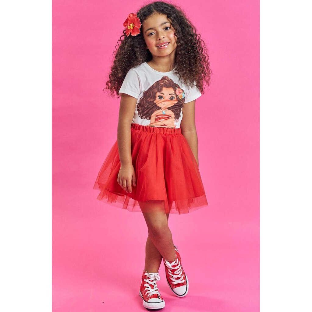 Saia Infantil em Tule Vermelho Kukiê