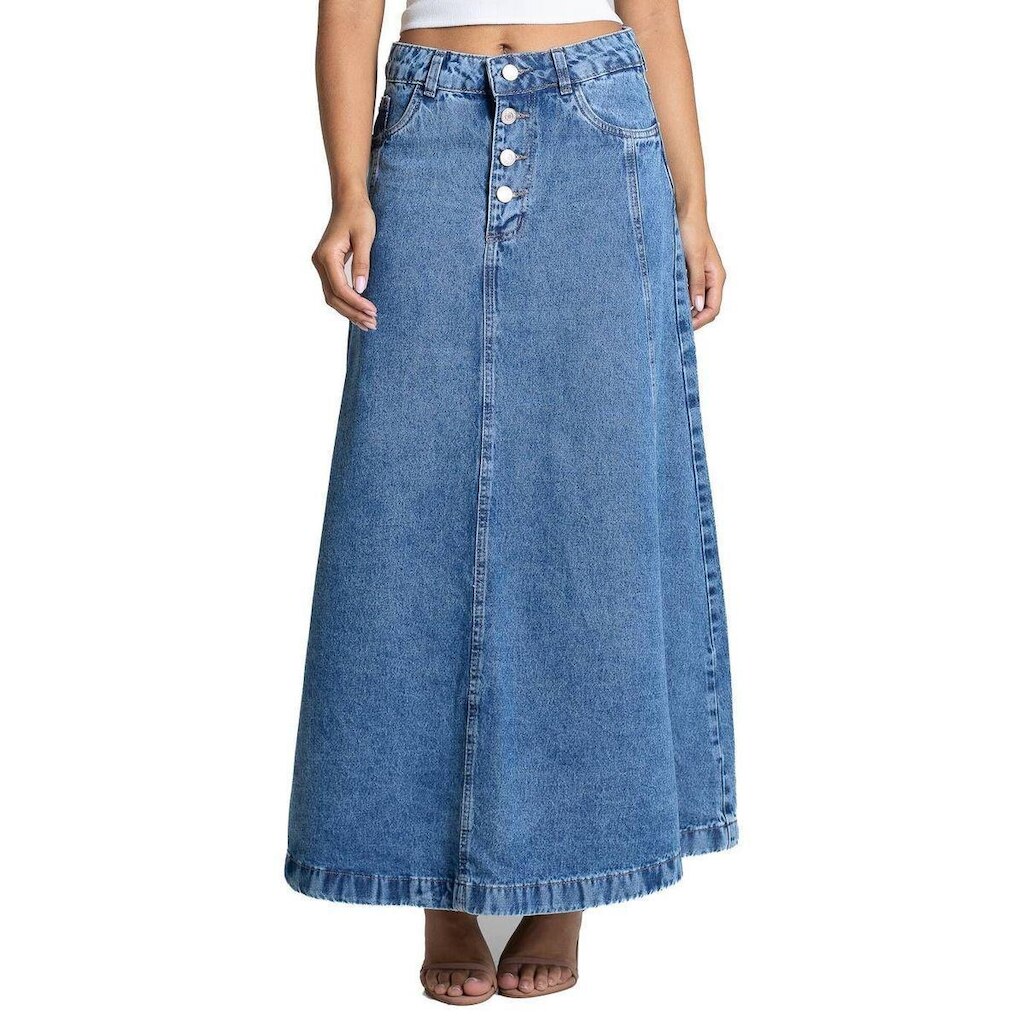 Saia Jeans Sawary Midi - 283152 - Azul médio 40