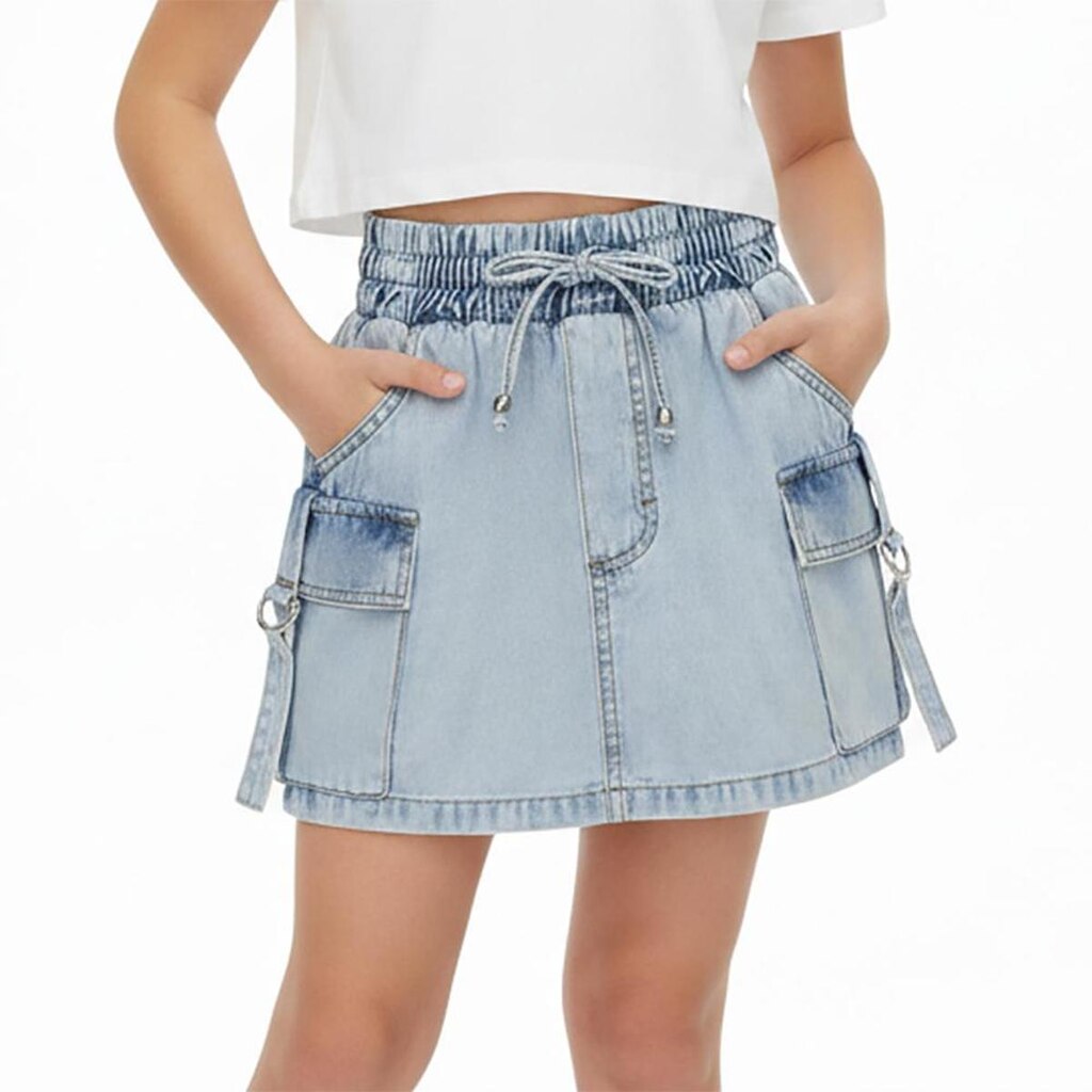 Saia Juvenil Look Jeans Cargo Jeans - 10 - UNICA