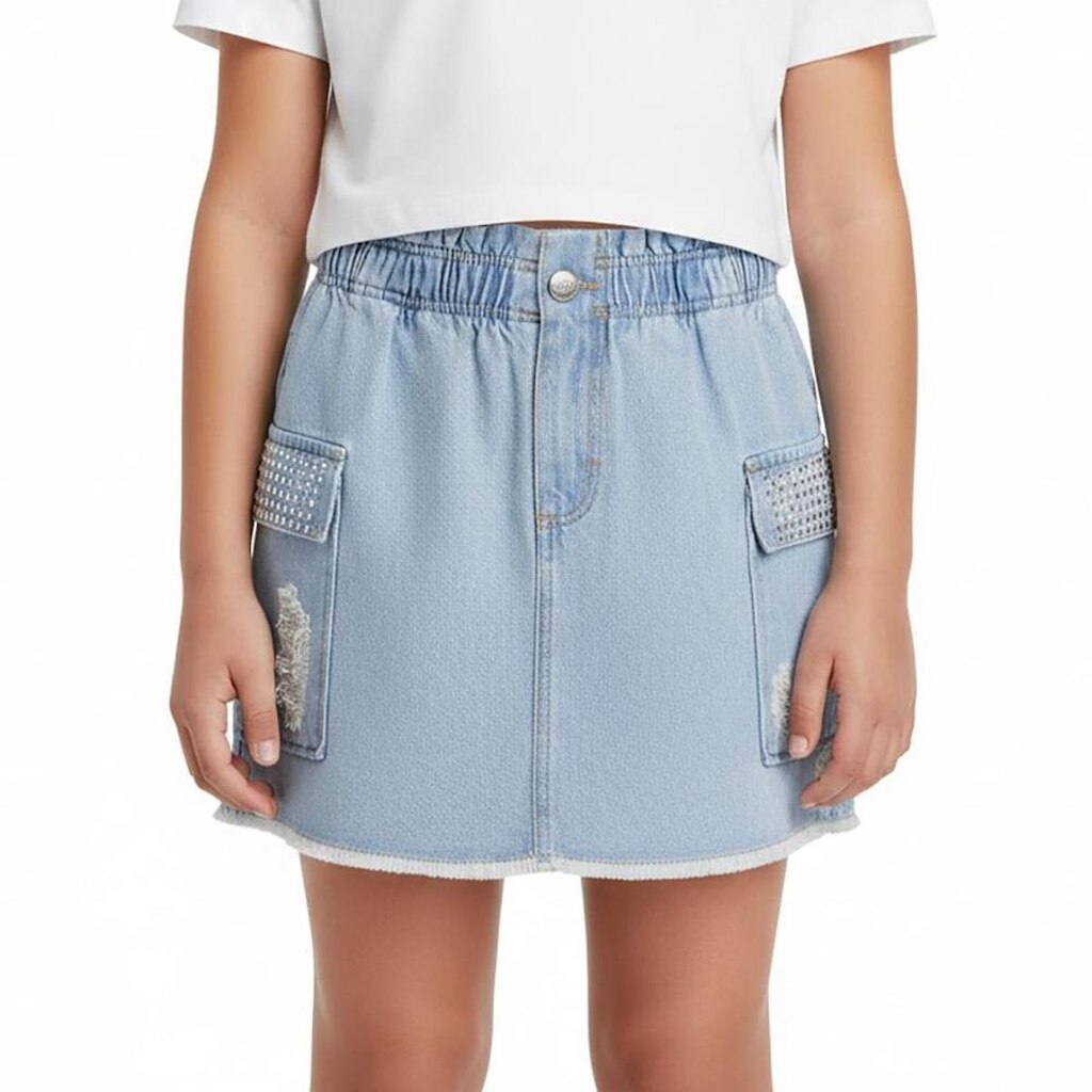 Saia Juvenil Look Jeans Cargo Jeans - 10 - UNICA