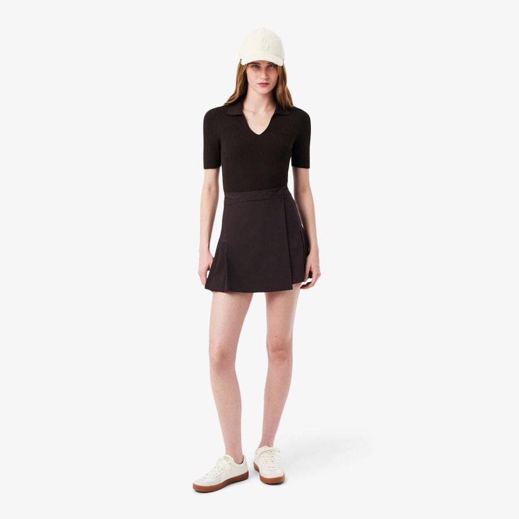 Saia Lacoste Curta Transpassada Plissada Feminina