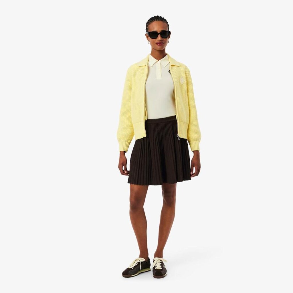 Saia Lacoste Plissada Mesh Feminino
