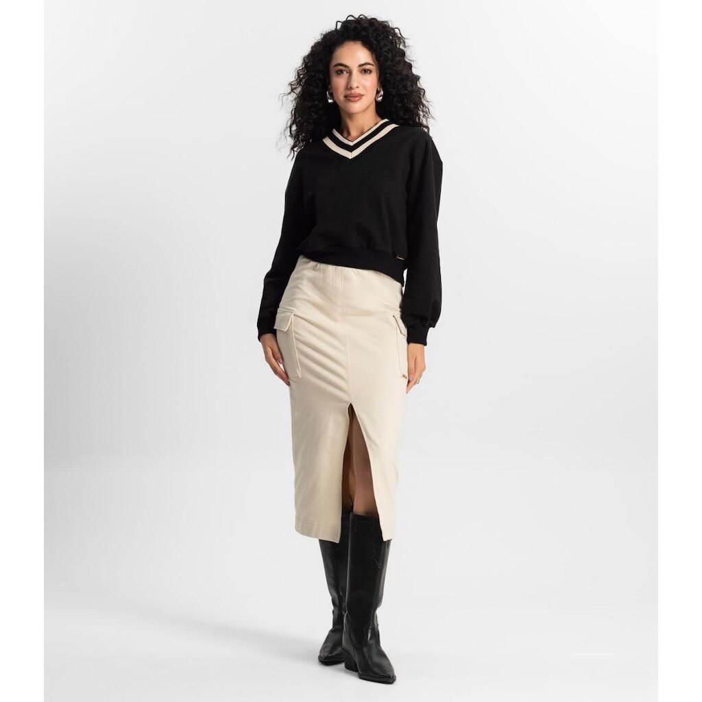 Saia Midi Cargo Feminino Rovitex Bege