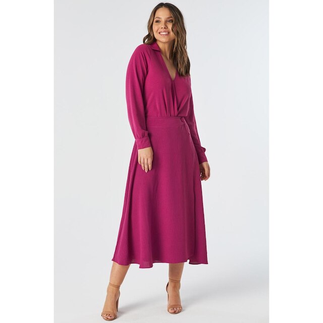 Saia Midi PKS Transpassada Rosa Pink-GG