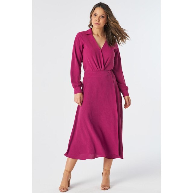 Saia Midi PKS Transpassada Rosa Pink-GG